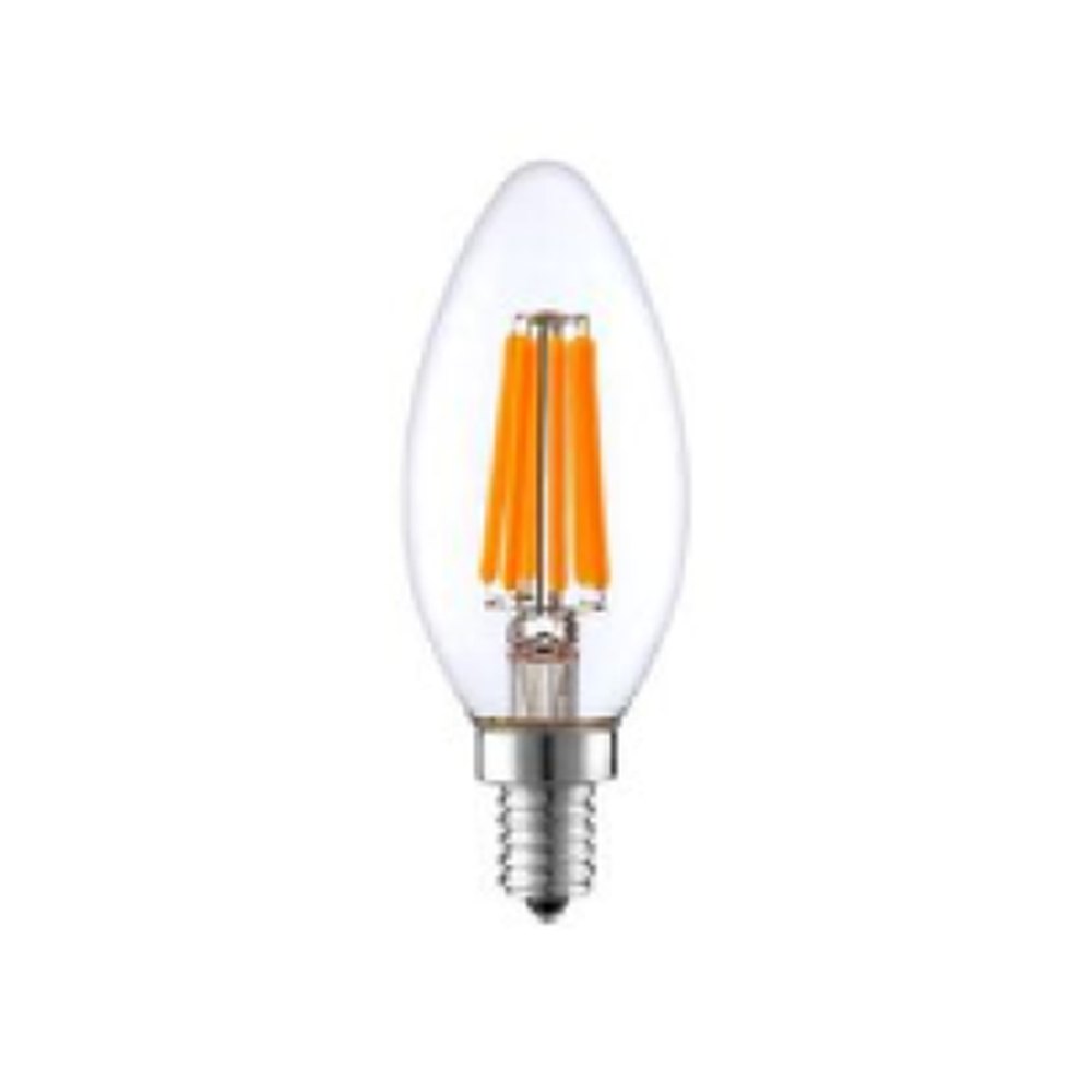 Filament candle — straight — 6 W — LED lamp, E14, product photo on white